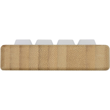 Logotrade liikelahja mainoslahja kuva: Algol kierrätetystä muovista valmistettu puhelinjalusta ja hypistelylelu bambuyksityiskohdilla